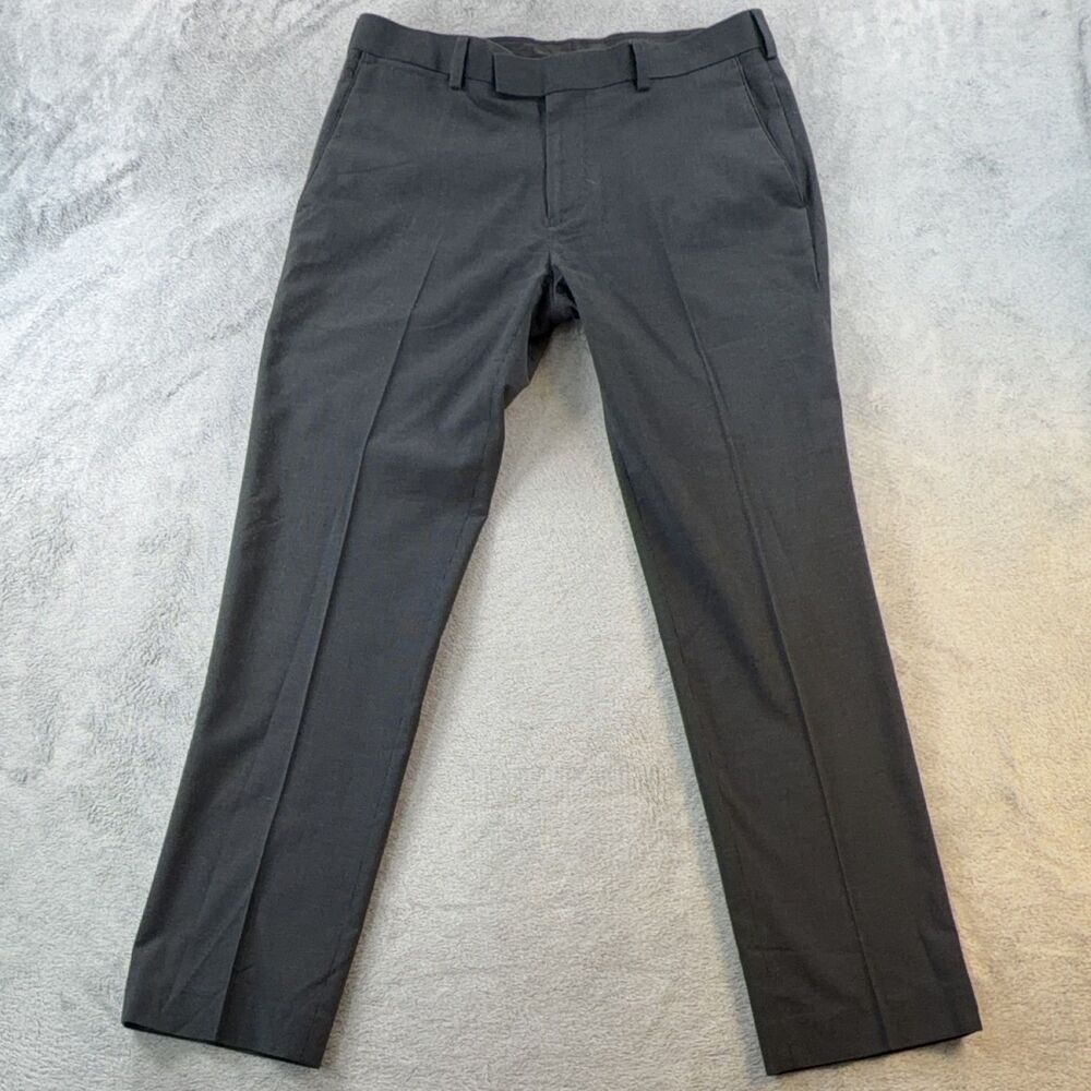 LOUIS RAPHAEL Dress Pants Men's 33x30 Dark Grey Flat Front Regular Fit Straight